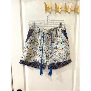 Sundance Kalini Shorts Cuffed Linen Cotton Blend Boho Tassel Cottagecore NWOT Sz